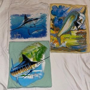 Bundle of 3 Guy Harvey T-Shirts Mint,Yellow and White Size XL